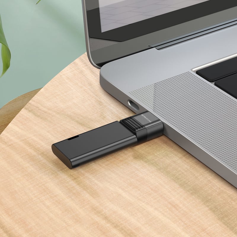 Adaptor OTG USB 2.0 la USB-C, Borofone V18, USB Type C, USB-A, negru [3]