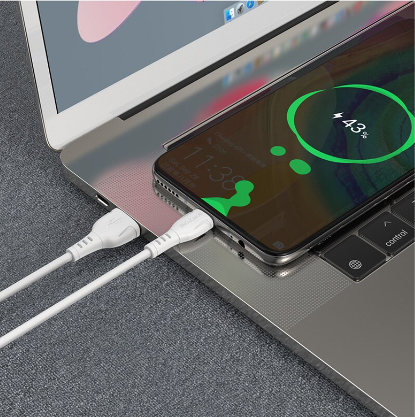 Cablu Date si Incarcare Borofone, BX51 Triumph, USB la USB Type-C, 1m, 3A, Alb [2]