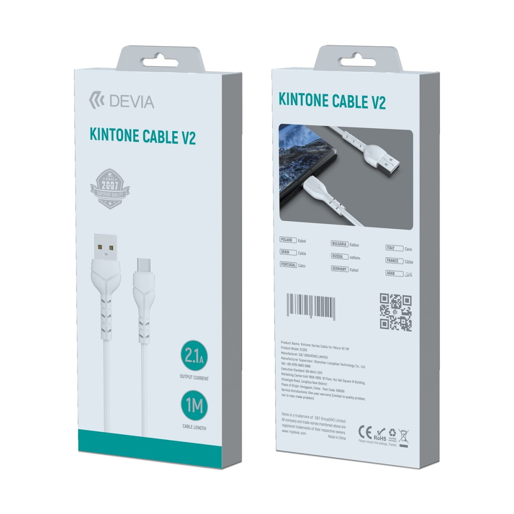 Cablu Date si incarcare Devia Kintone USB la USB-C 1m, 2.1A [4]