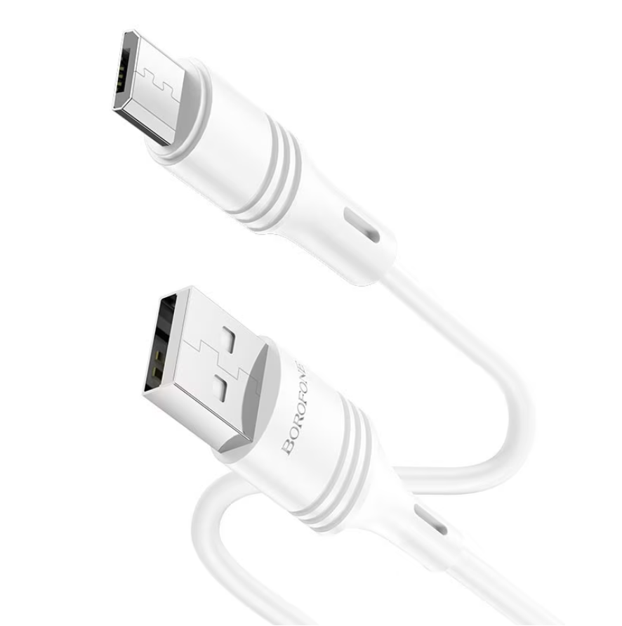 Cablu Date si Incarcare USB la MicroUSB Borofone BX43 CoolJoy, 1 m, 2.4A, Alb [2]