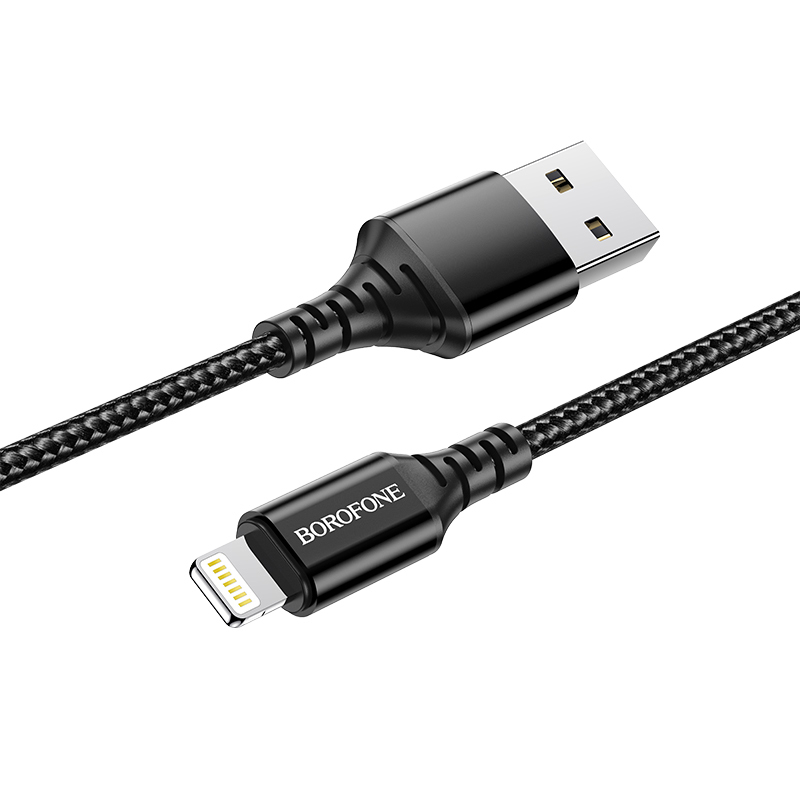 Cablu Date si Incarcare USB la tip Lightning Borofone BX54 Ultra bright, 1 m, 2.4A, Negru [2]