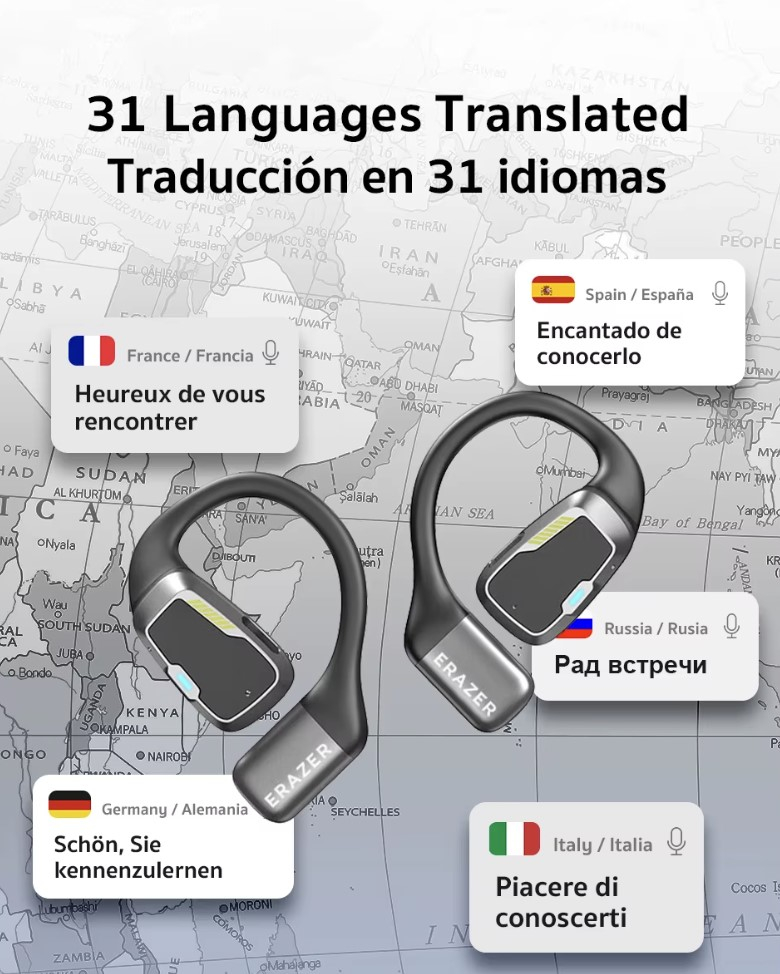 Casti Bluetooth Smart Erazer XP6 traducere in timp real AI, muzica, jocuri, convorbiri, Display LED [5]