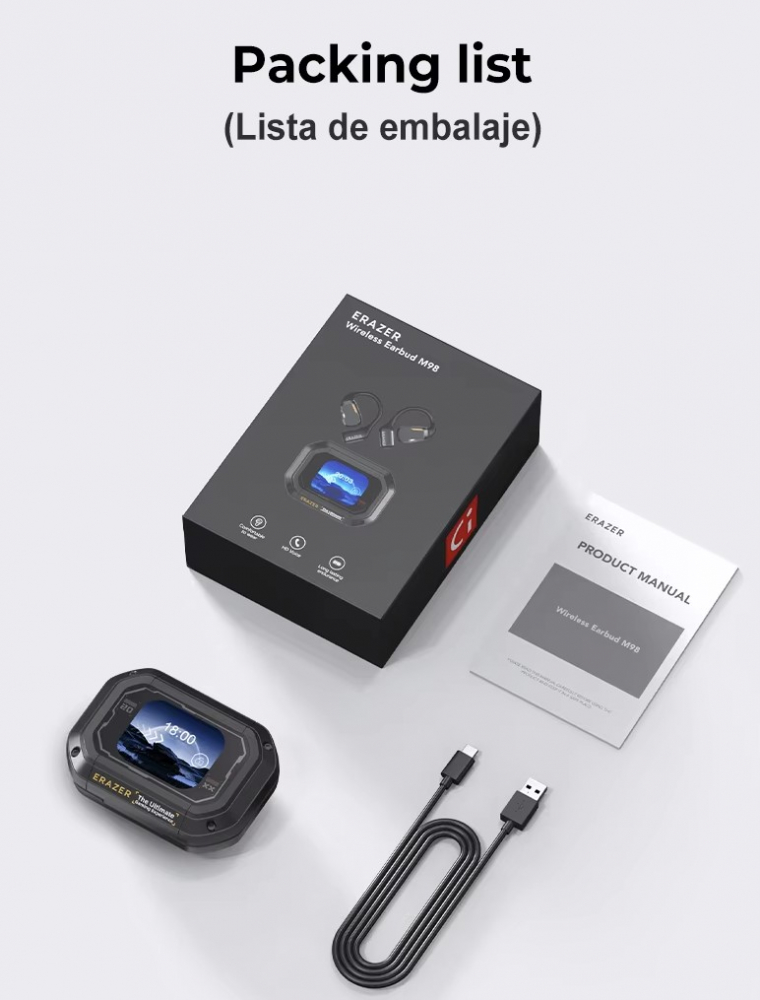Casti Bluetooth Smart Erazer XP6 traducere in timp real AI, muzica, jocuri, convorbiri, Display LED [8]