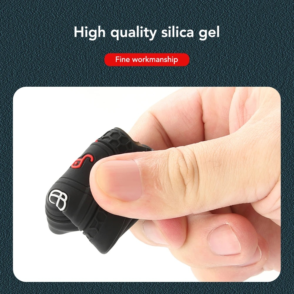 Husa Cheie Auto pentru Ford, 3 Butoane, Keyless Go, Silicon, Negru/Rosu [4]