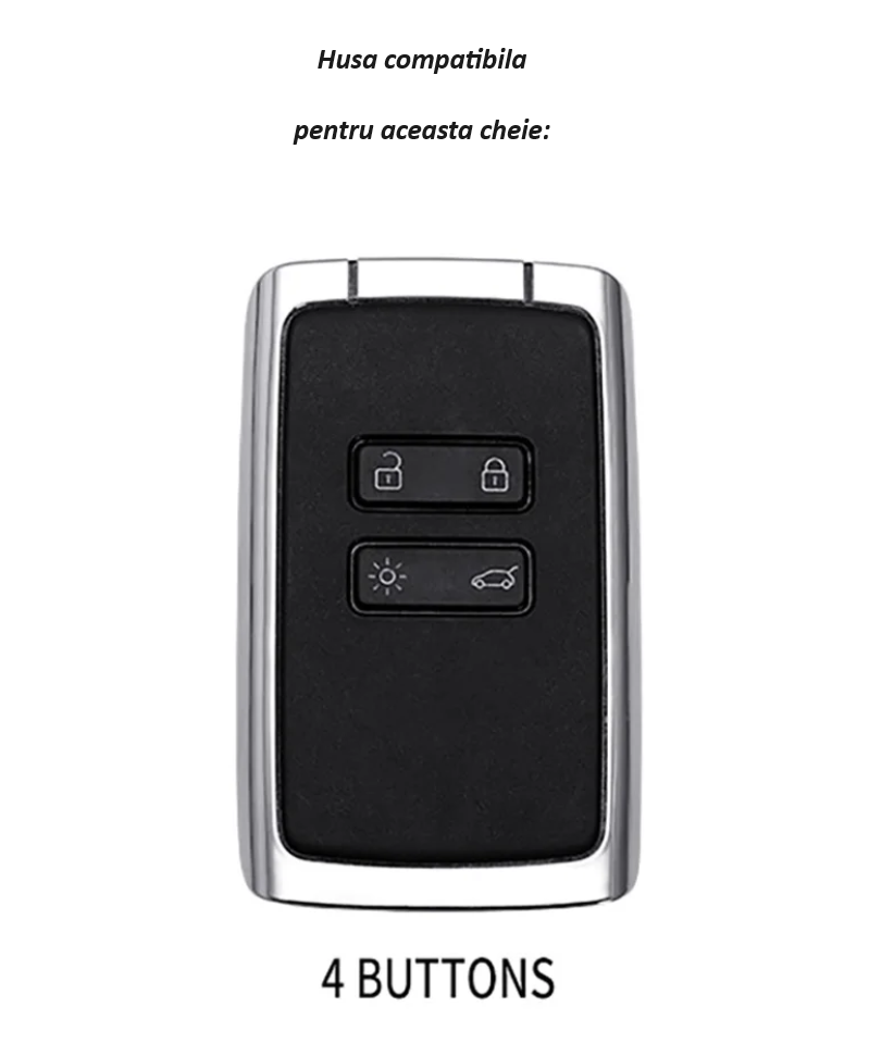 Husa cheie/cartela Renault/Dacia, model sport, compatibila Dacia Duster, Jogger, Logan, Sandero, Kadjar, Koleos, Arkana, argintiu/negru [4]