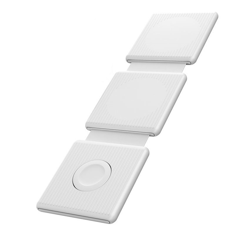 Incarcator wireless magnetic 3 in 1 universal, pliabil, incarcare rapida 15W, wifi charger, alb, compatibil cu Samsung, iPhone, Apple Watch, AirPods Pro, AirPods cu carcasa de incarcare fara fir [3]