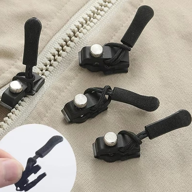 Kit universal de reparare, inlocuire a fermoarelor si zipper cu surub metalic, 3 dimensiuni diferite, negru [6]