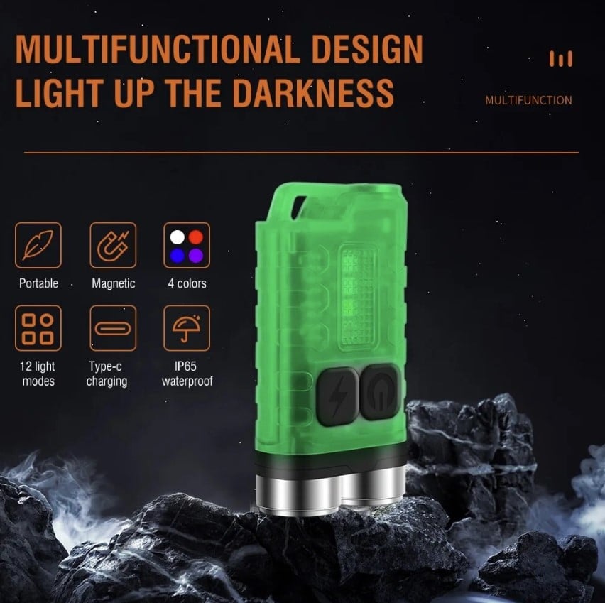 Lanterna EDC 12 moduri de iluminat, 900 Lumeni, IPX65, USB C, distanta 100 Metri, acumulator 500mAh, argintiu [4]