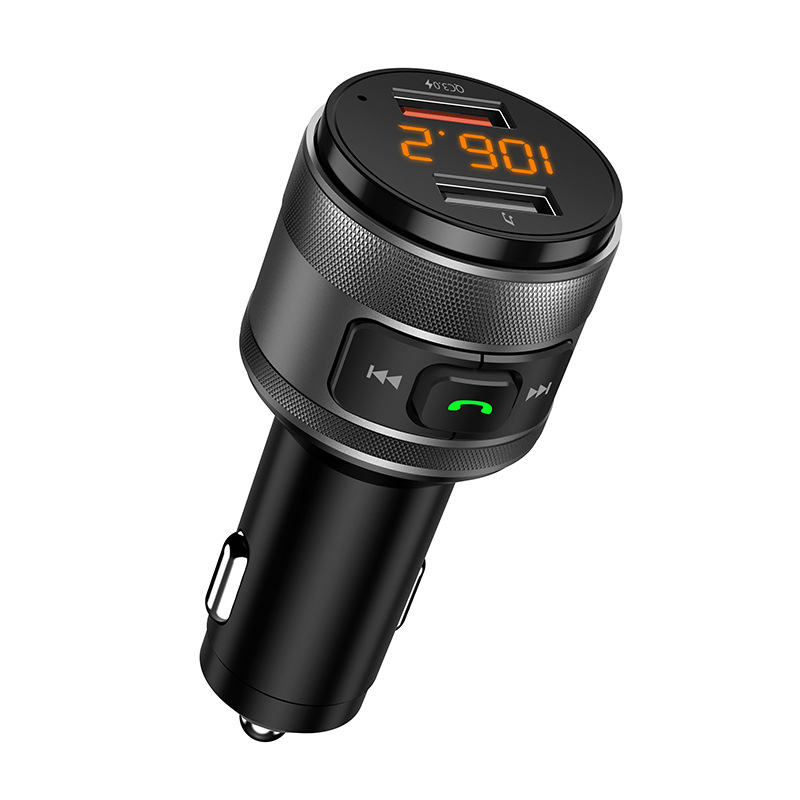 Modulator FM, Bluetooth, Hands Free, Quick Charge 3.0, MP3 player, suporta USB audio player, Bluetooth, 2 x USB, QC3.0, negru [4]