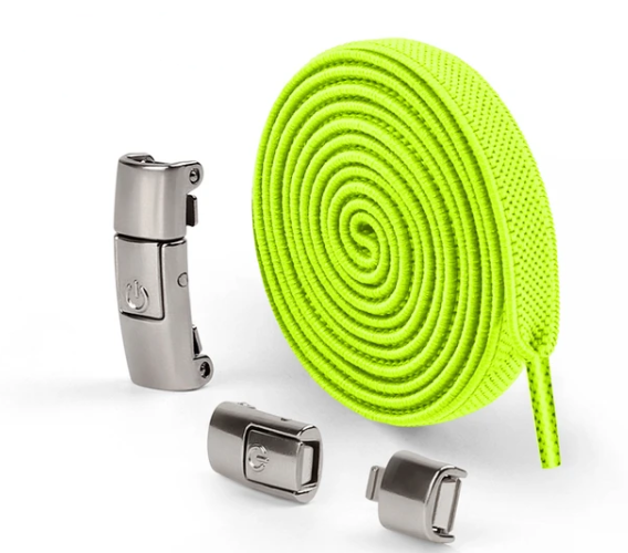 Set de 2 sireturi elastice, extensibile, ajustabile , incaltare rapida, cu sistem NO TOUCH, reglabile, 100 cm, verde neon [3]