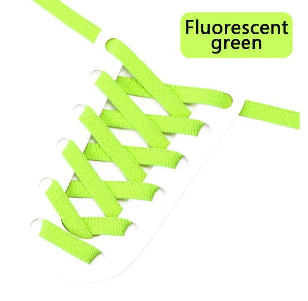 Set de 2 sireturi elastice, extensibile, ajustabile , incaltare rapida, cu sistem NO TOUCH, reglabile, 100 cm, verde neon [2]