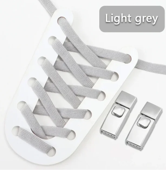 Set de 2 sireturi elastice, extensibile, ajustabile , incaltare rapida, cu sistem NO TOUCH, reglabile, 100 cm, gri [3]