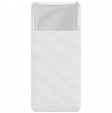 Powerbank - Baterie externa, Baseus Bipow Digital Display, Power Bank 10000mAh, 15W, Power Delivery USB, USB-C, Alb