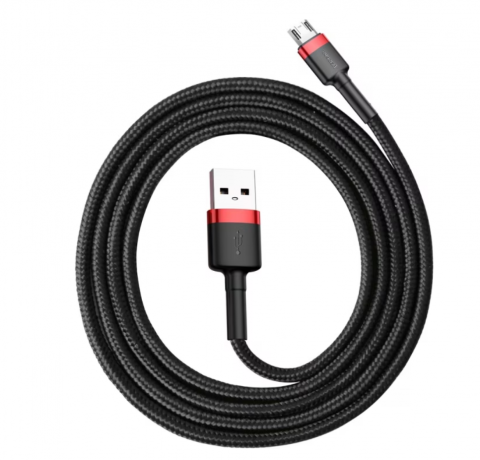 Cablu Date si Incarcare Baseus USB la MicroUSB Cafule, 1 m, 2.4A, CAMKLF-B91, Negru, Rosu, Negru [1]