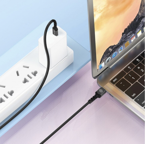 Cablu Date si Incarcare Blavec Raptor USB la Type-C, PD 66W, 6A, 2m, Negru [2]