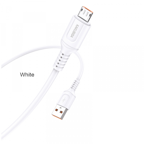 Cablu MicroUSB - Cablu Date si Incarcare USB la Micro USB KakuSiga 1 m, 2.4 A, Alb