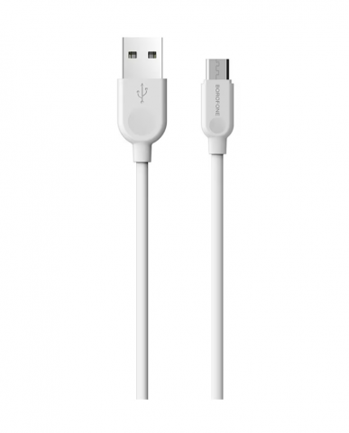 Cablu MicroUSB - Cablu Date si Incarcare USB la MicroUSB Borofone BX14 LinkJet, 3 m, Alb