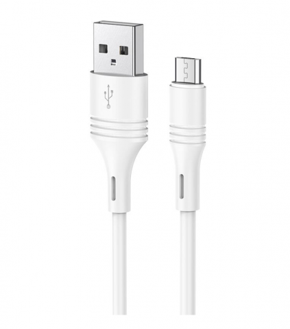 Cablu MicroUSB - Cablu Date si Incarcare USB la MicroUSB Borofone BX43 CoolJoy, 1 m, 2.4A, Alb