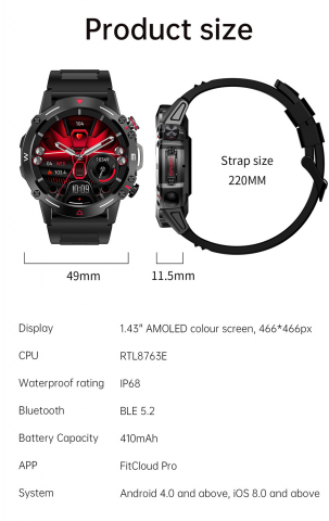 Ceas Smartwatch Blavec Smartwatch M07 RAPTOR HD Amoled Negru [6]