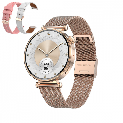 Smartwatch - Ceas Smartwatch Blavec Smartwatch W17 Amber HD AMOLED Rose + 2 bratari