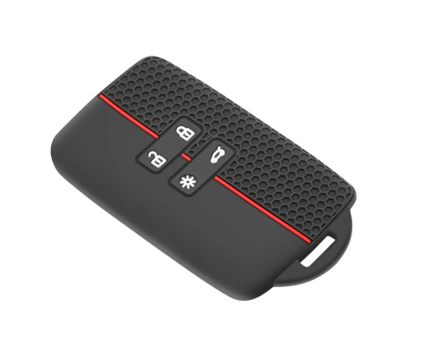 Auto - Husa cheie/cartela Renault/Dacia, model sport, compatibila Dacia Duster, Jogger, Logan, Sandero, Kadjar, Koleos, Arkana, negru/rosu