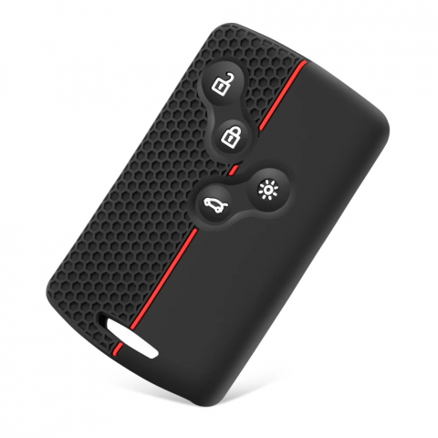 Auto - Husa cheie/cartela Renault/Dacia, model sport, compatibila Logan, Duster, Megane, Koleos, Captur, Clio, Scenic, Koleos, Fluence negru/rosu