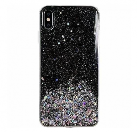 Huse spate - Husa Pentru Huawei P40 Lite / Nova 7i / Nova 6 SE, Star Glitter Shining, Sclipici, Negru