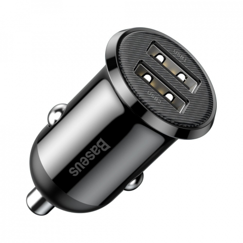 Auto - Incarcator auto Baseus CCALLP-01 Grain Pro, 2xUSB, 24W, 4.8A, Negru