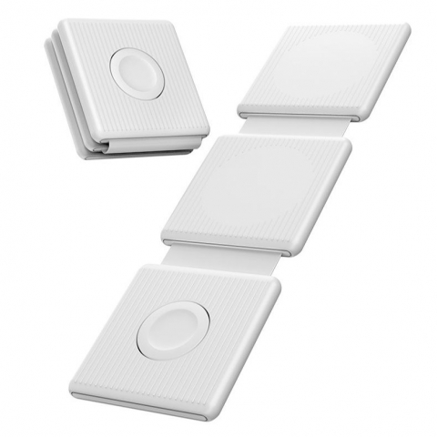Incarcatoare - Incarcator wireless magnetic 3 in 1 universal, pliabil, incarcare rapida 15W, wifi charger, alb, compatibil cu Samsung, iPhone, Apple Watch, AirPods Pro, AirPods cu carcasa de incarcare fara fir