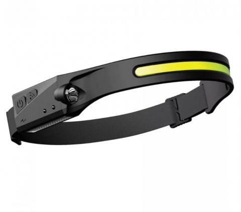 Camping, vanatoare &pescuit - Lanterna de cap profesionala, Led, 4 moduri lumina, senzor miscare, acumulator, lumina laterala