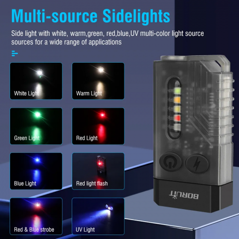 Lanterna EDC 12 moduri de iluminat, 1000 Lumeni, IPX4, lumina UV, beep de urgenta 80 dB,  USB C, distanta 100 Metri, acumulator 1000mAh, argintiu [8]