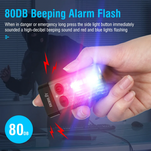Lanterna EDC 12 moduri de iluminat, 1000 Lumeni, IPX4, lumina UV, beep de urgenta 80 dB,  USB C, distanta 100 Metri, acumulator 1000mAh, argintiu [6]
