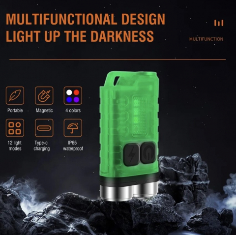 Lanterna EDC 12 moduri de iluminat, 900 Lumeni, IPX65, USB C, distanta 100 Metri, acumulator 500mAh, argintiu [3]