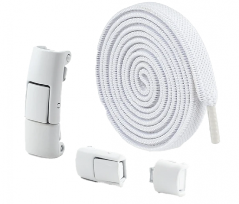 Sportive - Set de 2 sireturi elastice, extensibile, ajustabile , incaltare rapida, cu sistem NO TOUCH, reglabile, 100 cm, alb