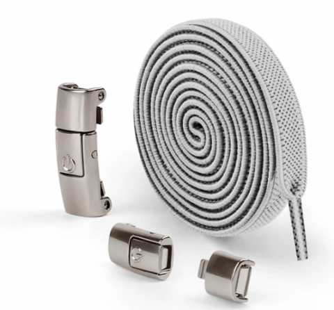 Sportive - Set de 2 sireturi elastice, extensibile, ajustabile , incaltare rapida, cu sistem NO TOUCH, reglabile, 100 cm, gri
