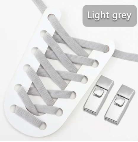 Set de 2 sireturi elastice, extensibile, ajustabile , incaltare rapida, cu sistem NO TOUCH, reglabile, 100 cm, gri [2]