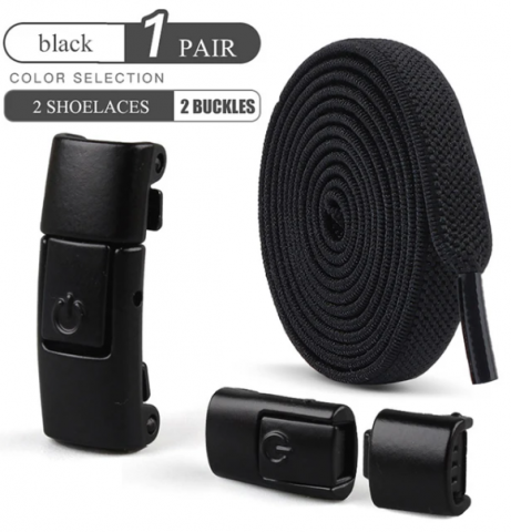 Sportive - Set de 2 sireturi elastice, extensibile, ajustabile , incaltare rapida, cu sistem NO TOUCH, reglabile, 100 cm, negru