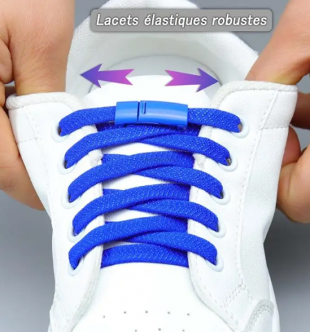 Set de 2 sireturi elastice, extensibile, ajustabile , incaltare rapida, cu sistem NO TOUCH, reglabile, 100 cm, albastre [2]