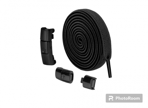 Set de 2 sireturi elastice, extensibile, ajustabile , incaltare rapida, cu sistem NO TOUCH, reglabile, 100 cm, negru [2]