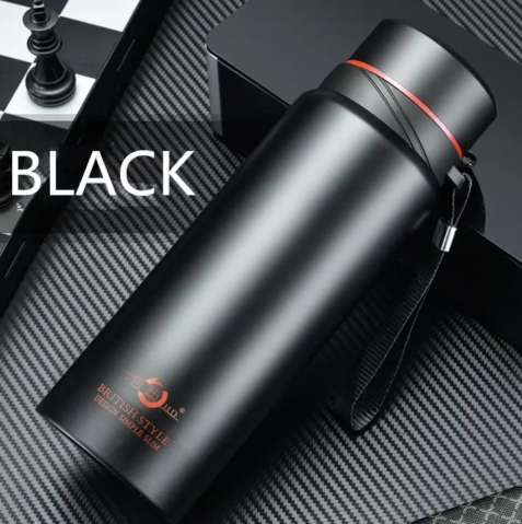 Termos British Style Negru mat, otel inoxitabil, cu sita infuzor si perete dublu, 800 ml [2]