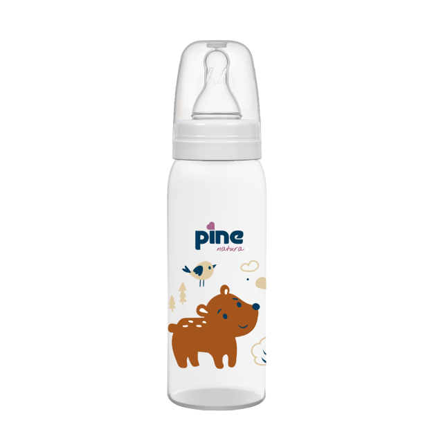 Biberon Clasic cu tetină nr. 1, 0-6 luni, Alb x 250ml Pine Natura x 1 buc [2]