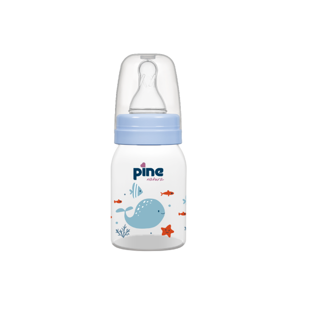 Biberon Clasic cu tetină nr. 1, 0-6 luni, Albastru x 125ml Pine Natura x 1 buc [2]