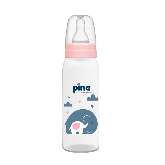 Biberon Clasic cu tetină nr. 1, 0-6 luni, Roz x 250ml Pine Natura x 1 buc [2]