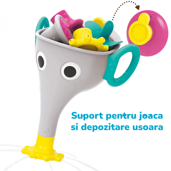 Jucărie trompă de elefant cu stropitoare pentru baie – gri +18 luni Yookidoo [3]