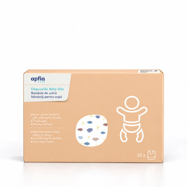Kit pentru masă: bavete de unica folosinta pentru copii 10buc, servetele uscate din bambus x100buc, suport de masa de unica folosinta 30x40 cm x30buc, Apfia Care [10]