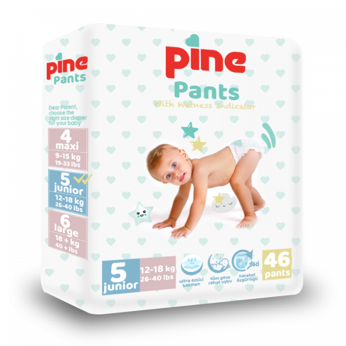 Scutece tip chilot pentru bebeluși Pine Pants - Pachet Advantage - Pine Junior 12-18 kg x 46 buc [1]