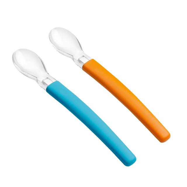 Set Lingurite cu cap din silicon, Albastru & Portocaliu Pine Natura x 2 buc [2]
