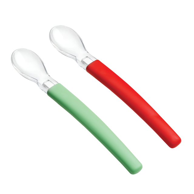 Set Lingurite cu cap din silicon, Rosu & Verde Pine Natura x 2 buc [2]