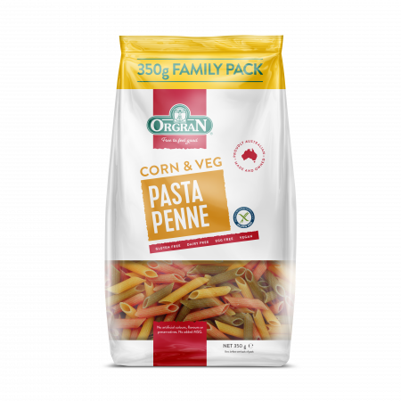 ORGRAN - Paste penne din porumb şi legume fără gluten - 350 g