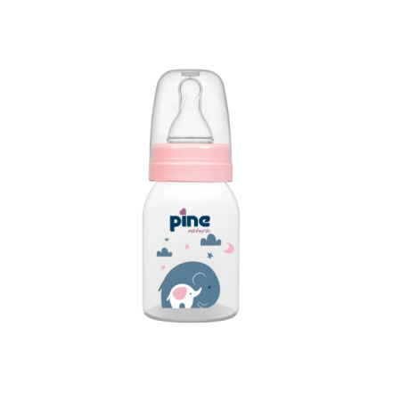 Biberon Clasic cu tetină nr. 1, 0-6 luni, Roz  x 125ml Pine Natura x 1 buc [1]